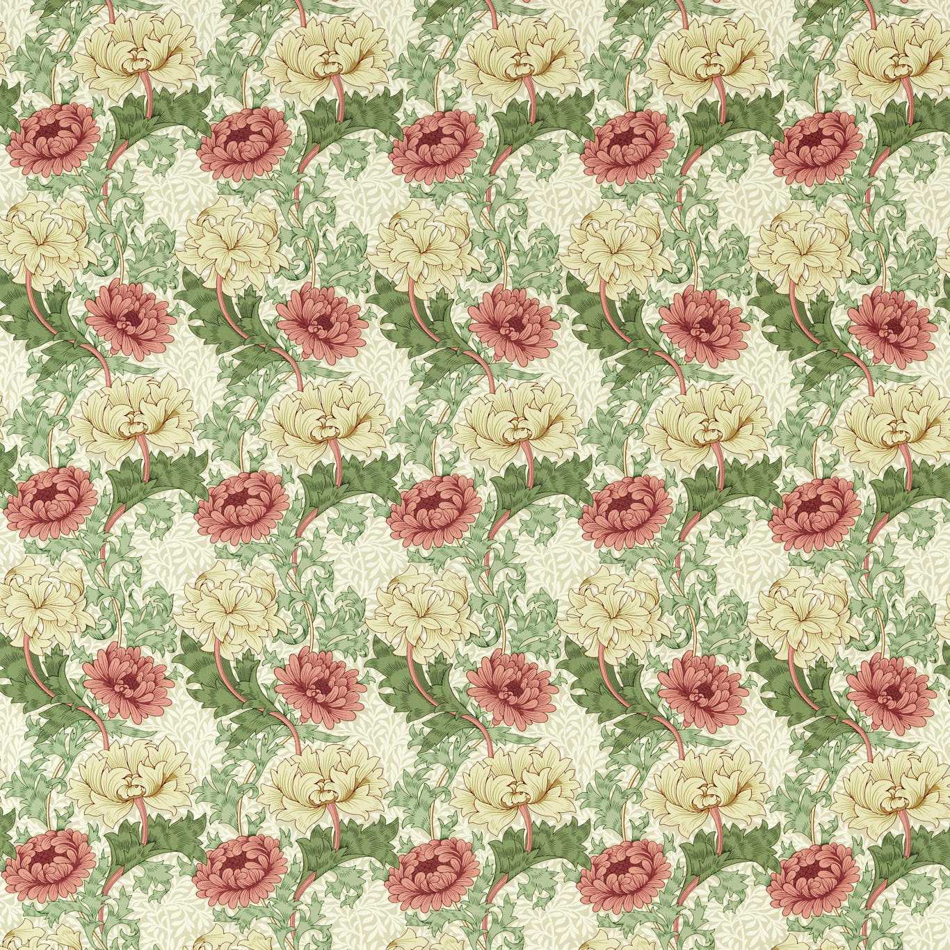 MORRIS & CO Chrysanthemum Fabric Classic Floral Russet   - MAMB227100