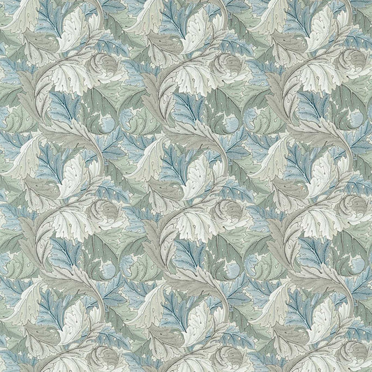 MORRIS & CO Acanthus Fabric Leaves , Trees Mineral Blue,Linen   - MAMB227116
