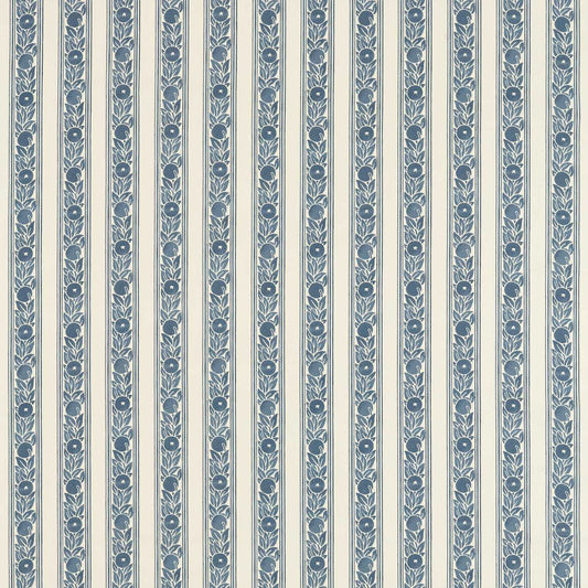 MORRIS & CO Fruit Stripe Fabric Contemporary, Floral Indigo   - MAMB227117