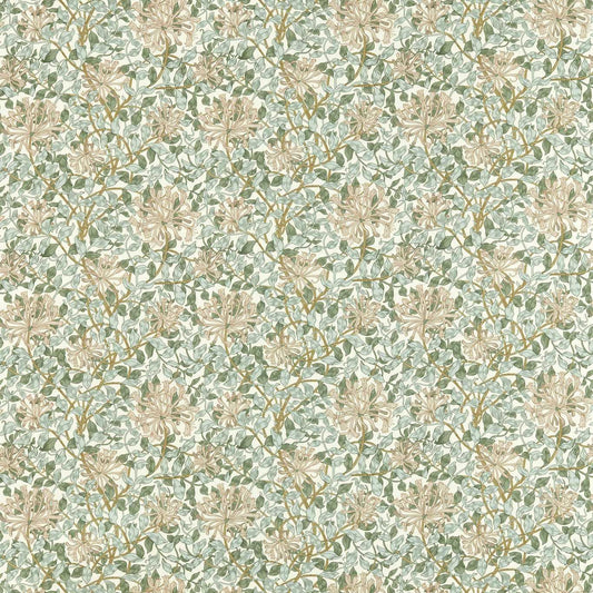 MORRIS & CO Honeysuckle Fabric Classic Floral Sage,Clay   - MAMB227122