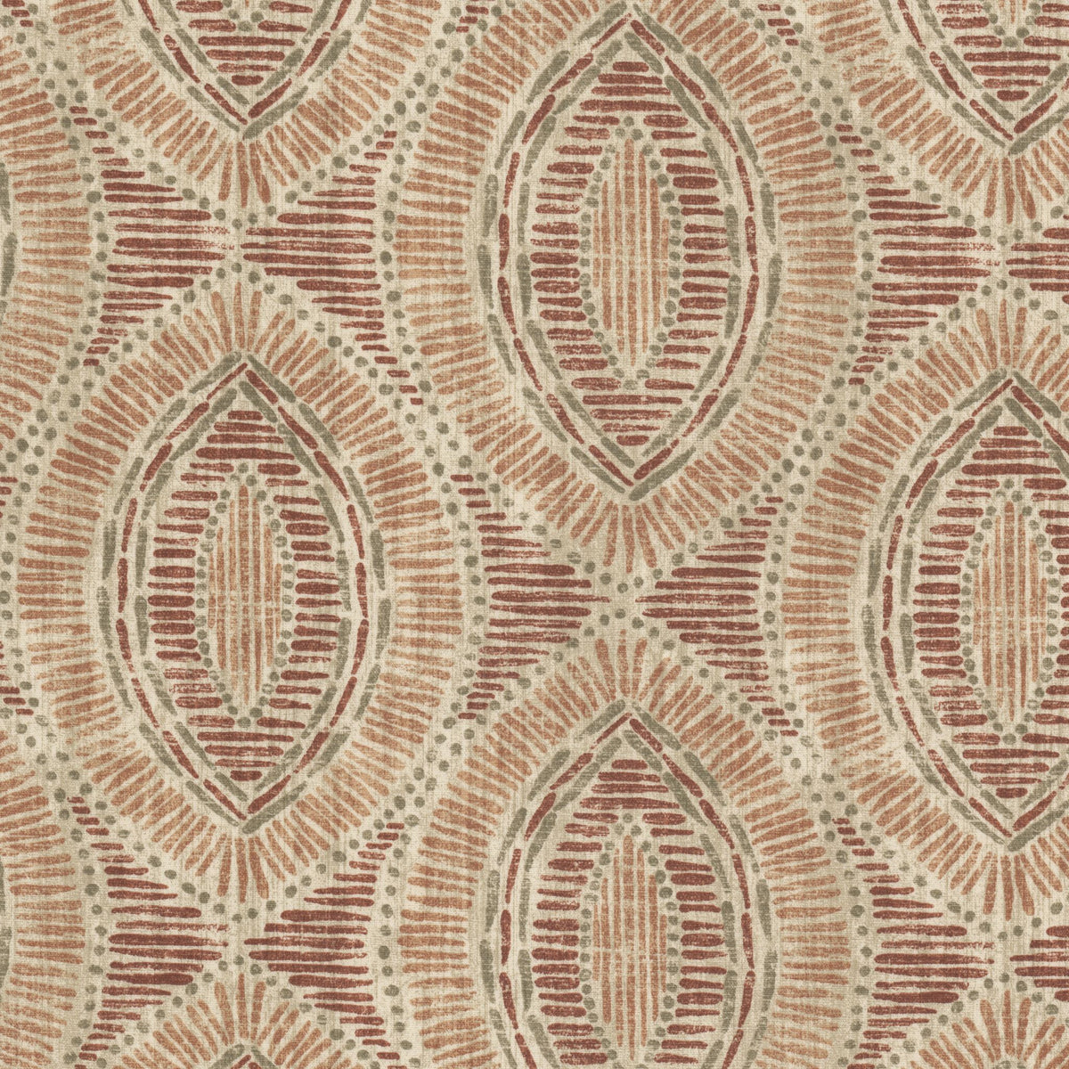 STOUT TEXTILES  MULTIPURPOSE,PRINT TRANSITIONAL,, MEDALLION TERRACOTTA   - MANK-1