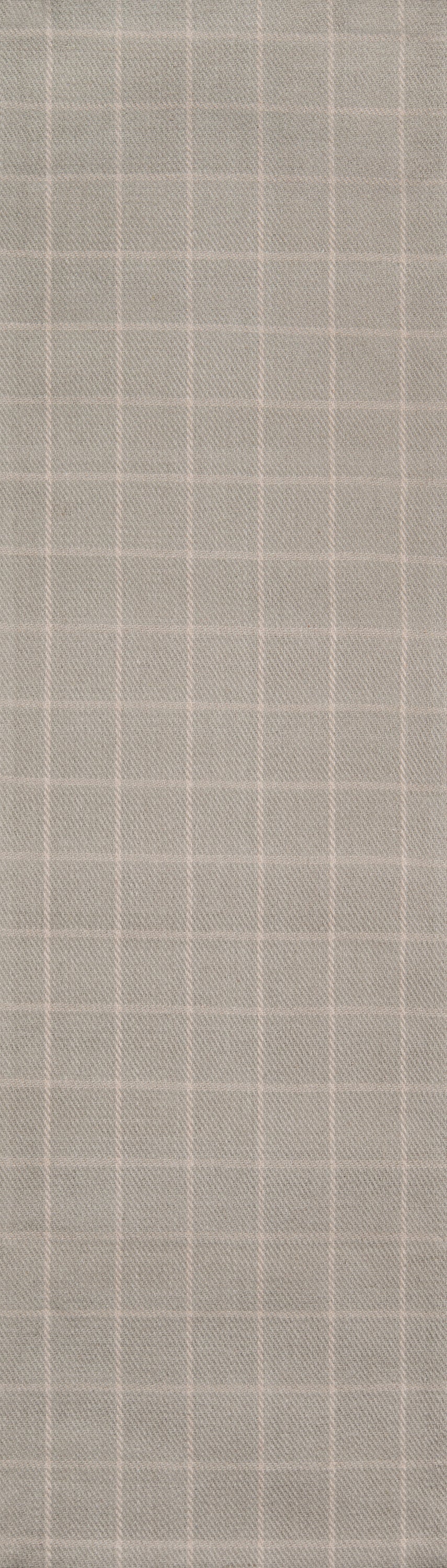 Gray windowpane plaid fabric with white lines and subtle texture, ideal for suit or trousers.