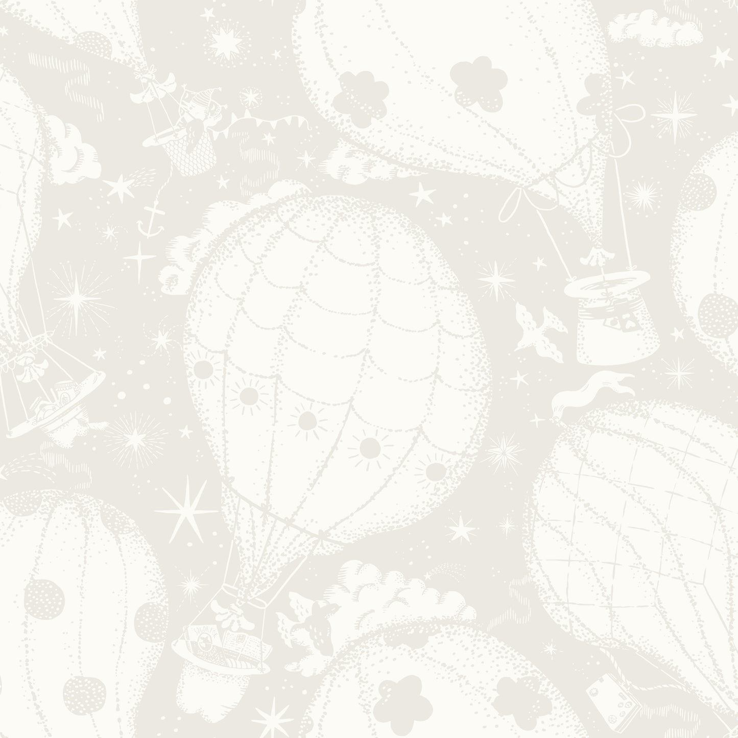 York Wallcoverings Daydream Ballongerna Grey Wallpaper Whimsical Novelty Greys   - MB29001