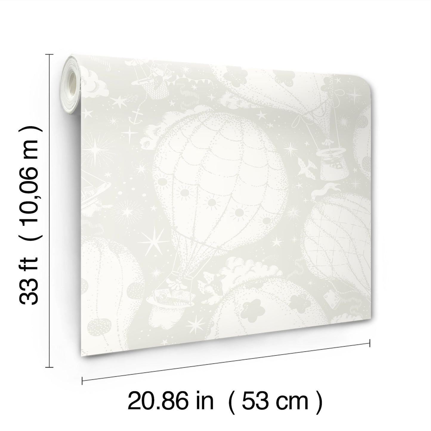 York Wallcoverings Daydream Ballongerna Grey Wallpaper Whimsical Novelty Greys   - MB29001