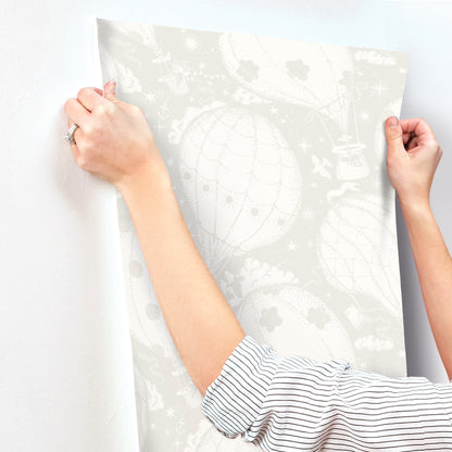 York Wallcoverings Daydream Ballongerna Grey Wallpaper Whimsical Novelty Greys   - MB29001