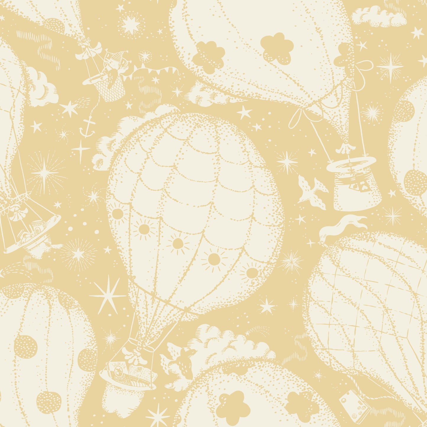 York Wallcoverings Daydream Ballongerna Yellow Wallpaper Whimsical Novelty Yellows   - MB29002