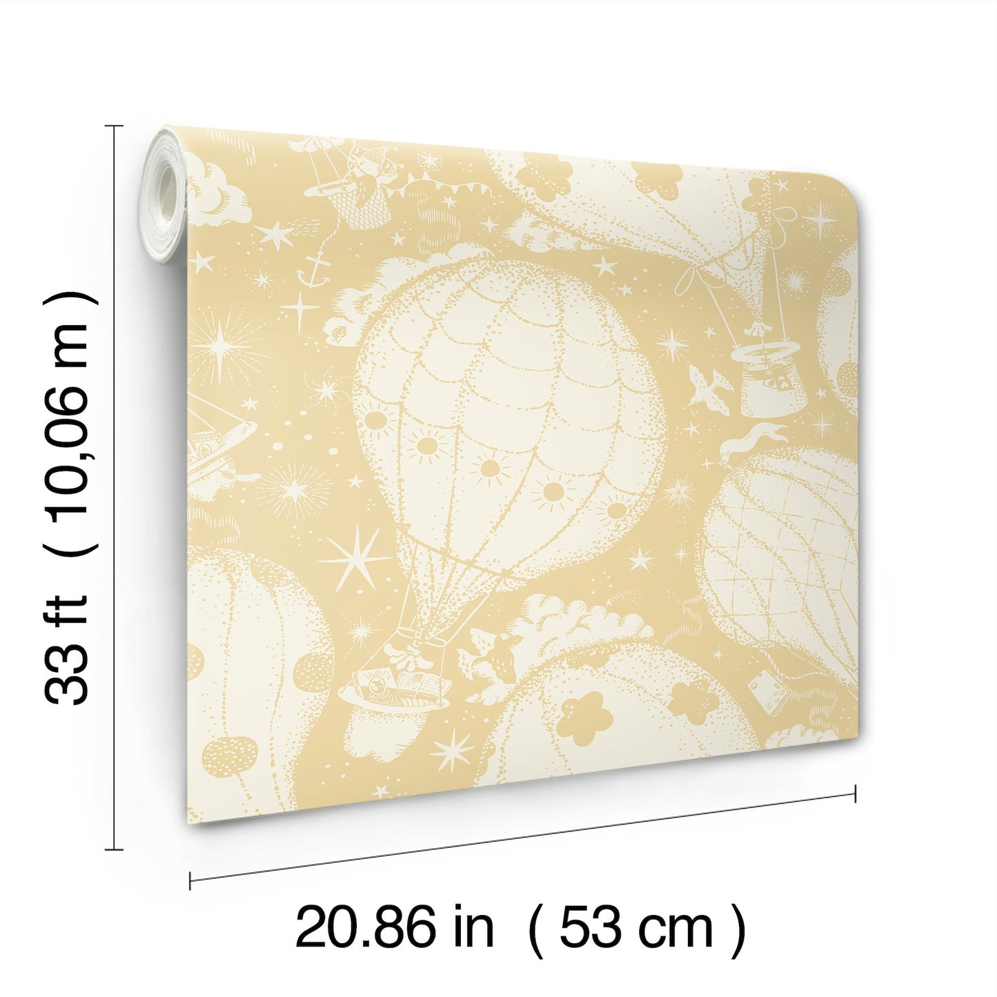 York Wallcoverings Daydream Ballongerna Yellow Wallpaper Whimsical Novelty Yellows   - MB29002
