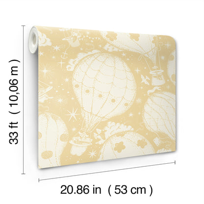 York Wallcoverings Daydream Ballongerna Yellow Wallpaper Whimsical Novelty Yellows   - MB29002