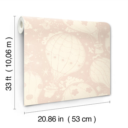 York Wallcoverings Daydream Ballongerna Pink Wallpaper Whimsical Novelty Pinks   - MB29003
