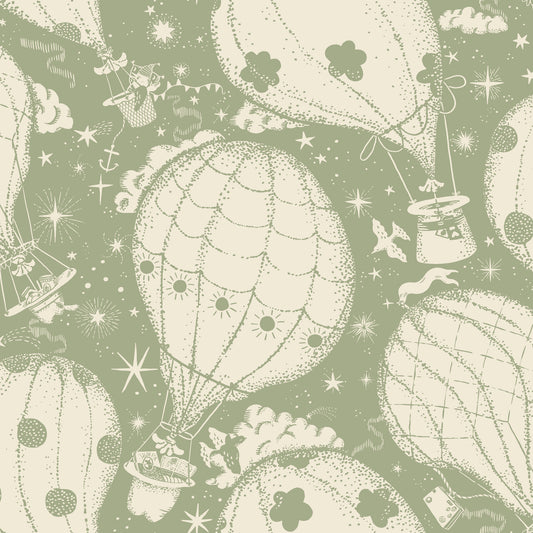 York Wallcoverings Daydream Ballongerna Green Wallpaper Whimsical Novelty Greens   - MB29004