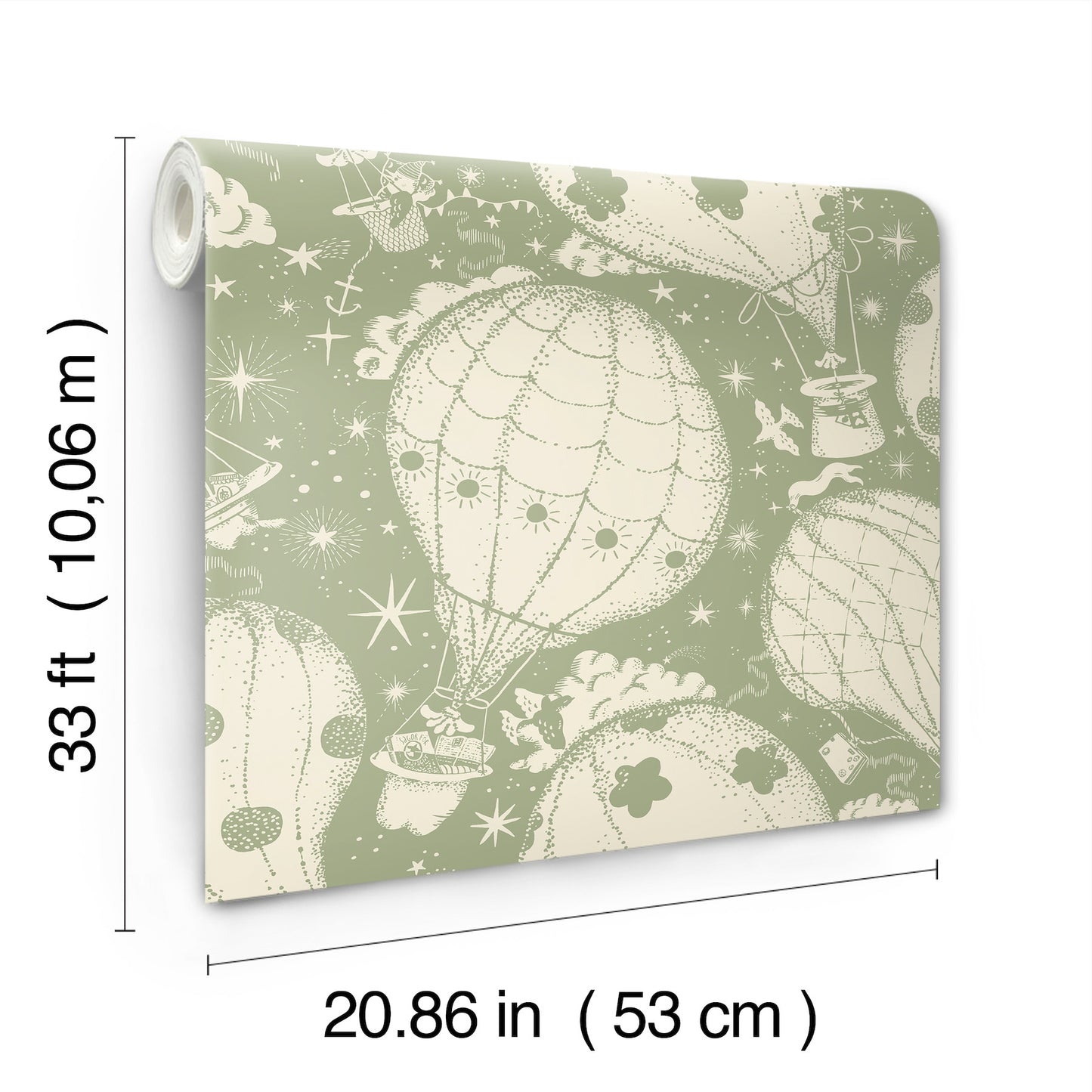 York Wallcoverings Daydream Ballongerna Green Wallpaper Whimsical Novelty Greens   - MB29004