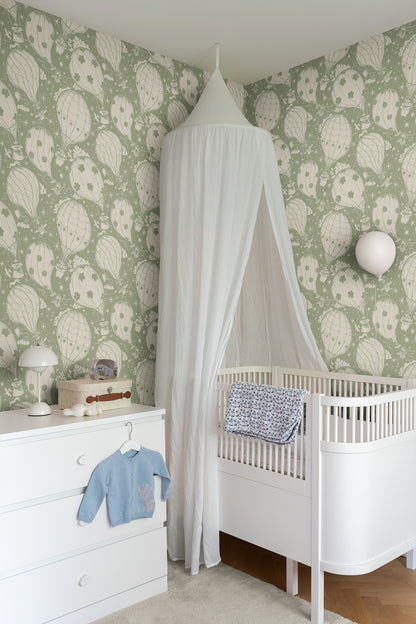 York Wallcoverings Daydream Ballongerna Green Wallpaper Whimsical Novelty Greens   - MB29004