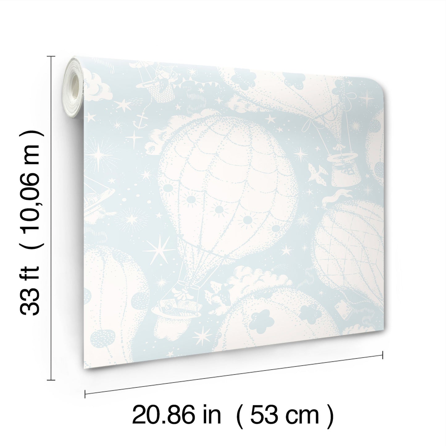York Wallcoverings Daydream Ballongerna Light Blue Wallpaper Whimsical Novelty Blues   - MB29005