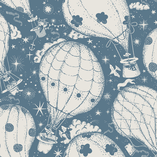 York Wallcoverings Daydream Ballongerna Dark Blue Wallpaper Whimsical Novelty Blues   - MB29006