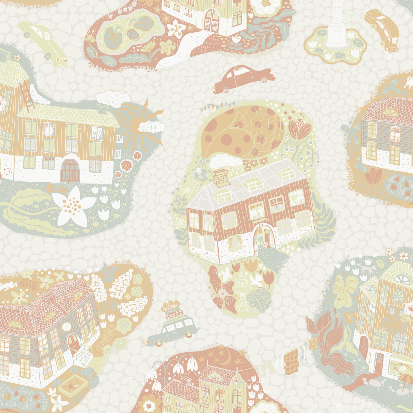 York Wallcoverings Daydream Staden Grey Wallpaper Whimsical Novelty Reds   - MB29007