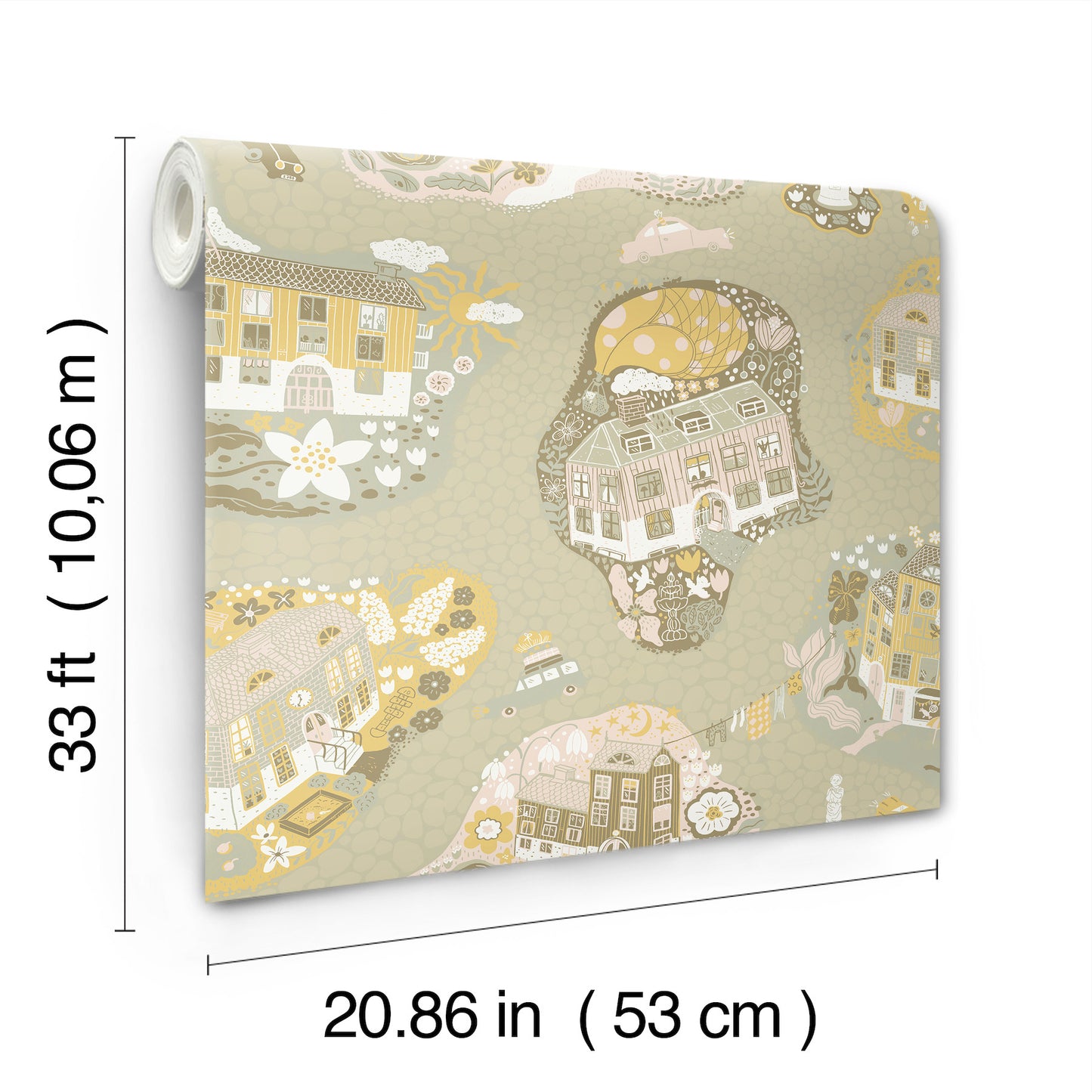 York Wallcoverings Daydream Staden Mustard Wallpaper Whimsical Novelty Yellows   - MB29008