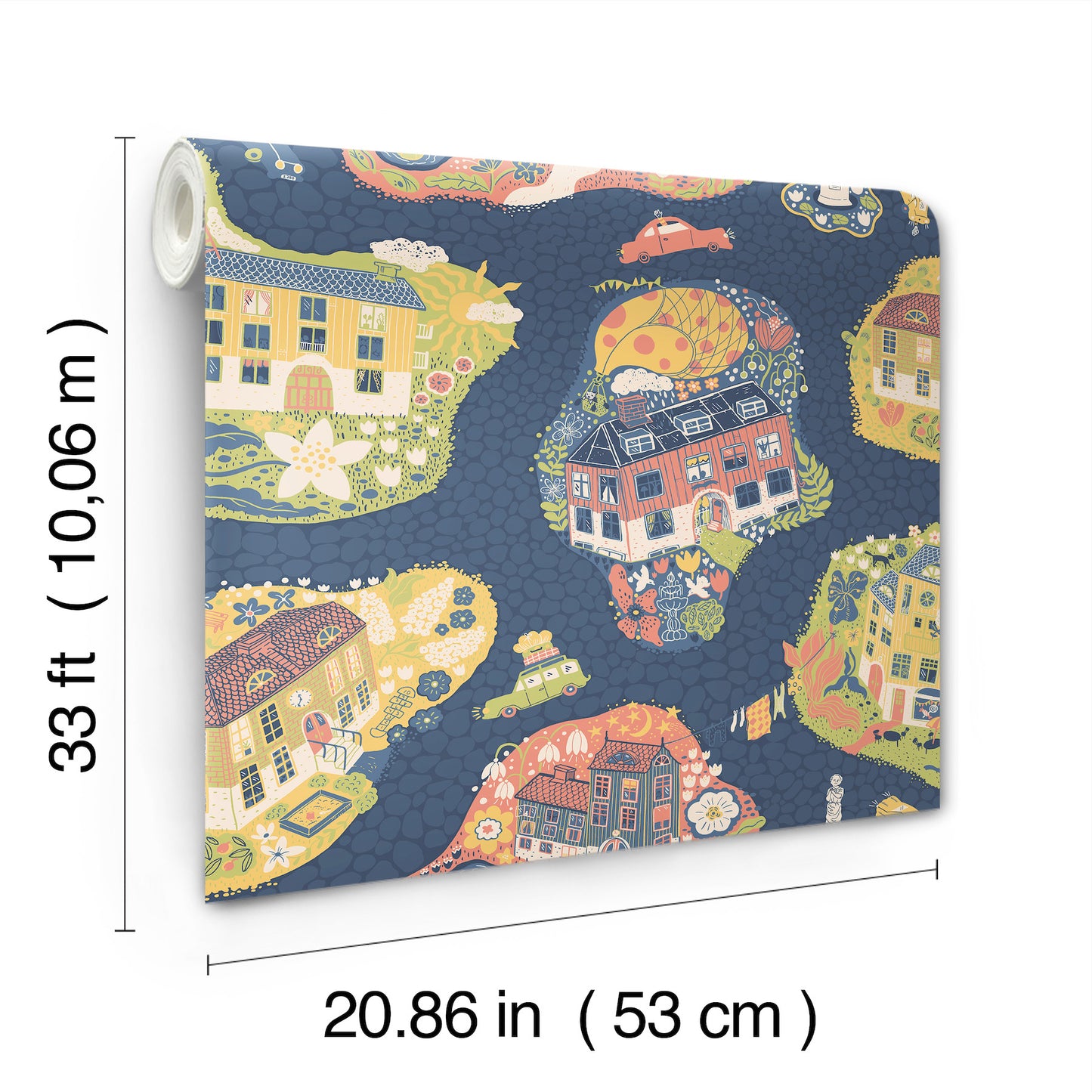 York Wallcoverings Daydream Staden Dark Blue Wallpaper Whimsical Novelty Blues   - MB29010