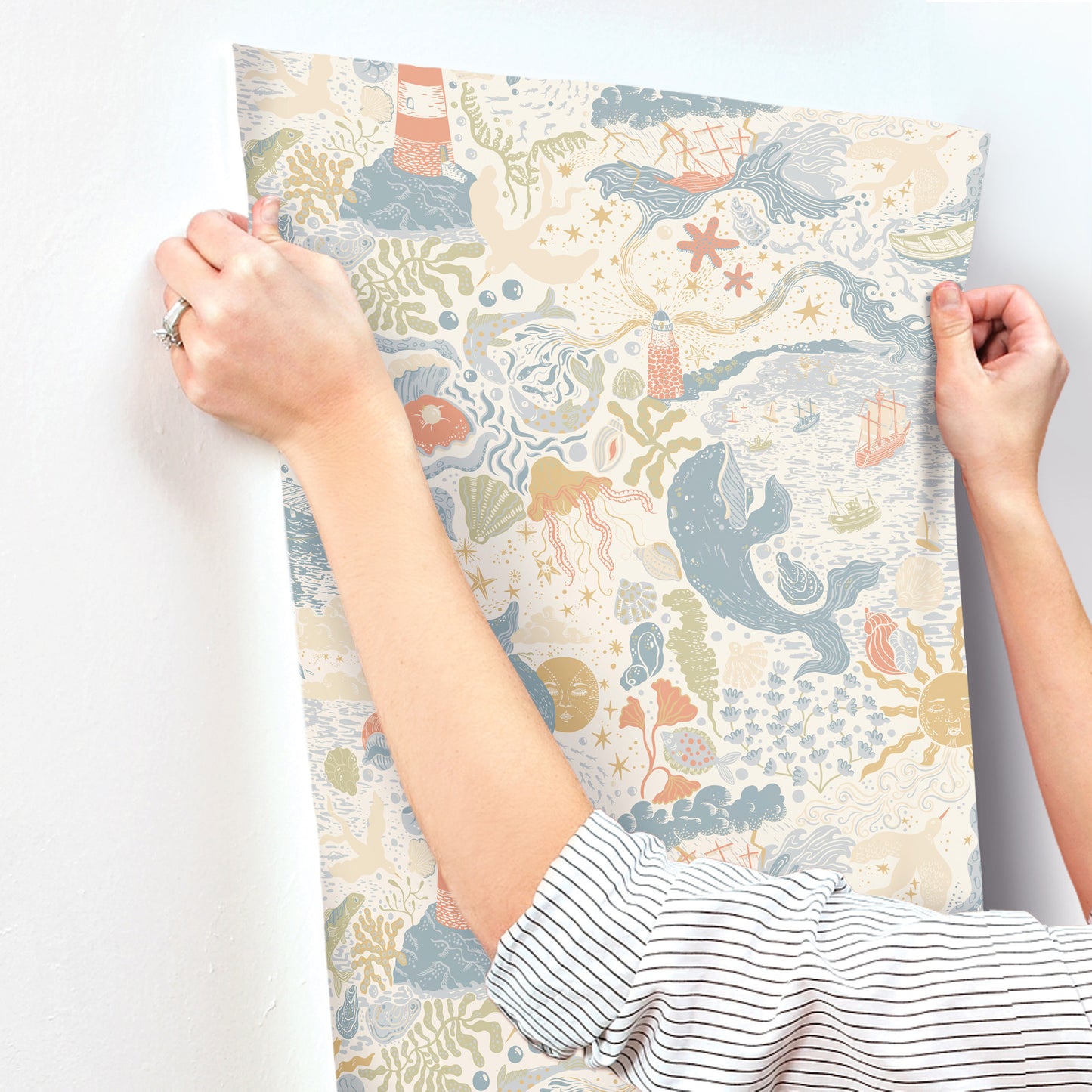 York Wallcoverings Daydream Havet Multi Wallpaper Whimsical Animals and Insects Blues   - MB29015