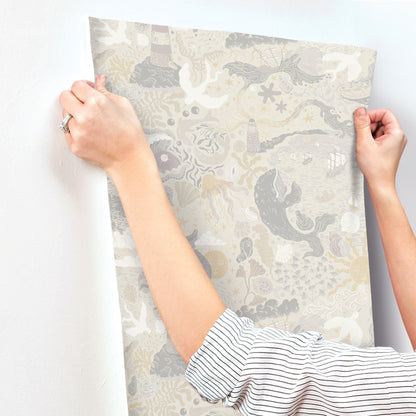 York Wallcoverings Daydream Havet Grey Wallpaper Whimsical Animals and Insects Greys   - MB29016