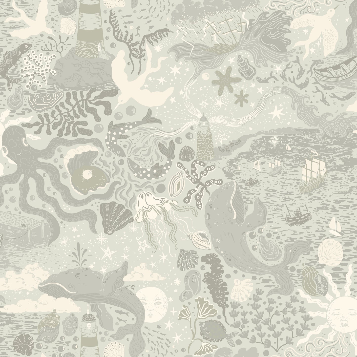 York Wallcoverings Daydream Havet Light Blue Wallpaper Whimsical Animals and Insects Blues   - MB29017