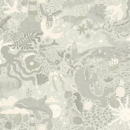 York Wallcoverings Daydream Havet Light Blue Wallpaper Whimsical Animals and Insects Blues   - MB29017