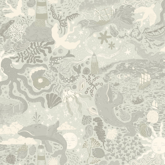 York Wallcoverings Daydream Havet Light Blue Wallpaper Whimsical Animals and Insects Blues   - MB29017