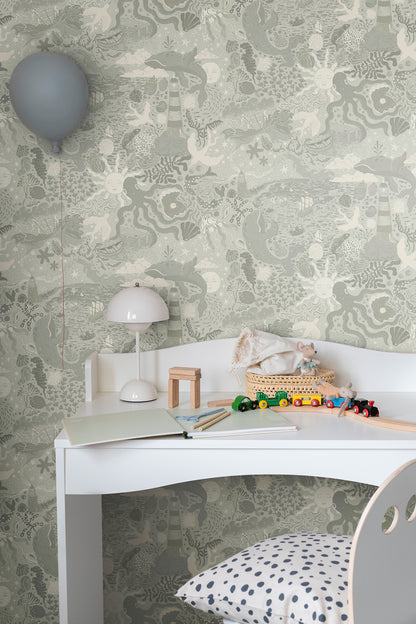 York Wallcoverings Daydream Havet Light Blue Wallpaper Whimsical Animals and Insects Blues   - MB29017