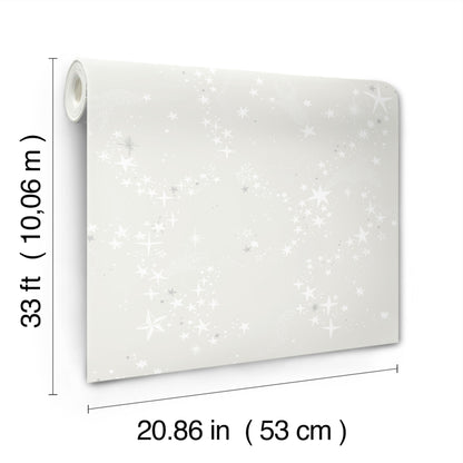 York Wallcoverings Daydream Stjarnhimmel Grey Wallpaper Whimsical Novelty Greys   - MB29019