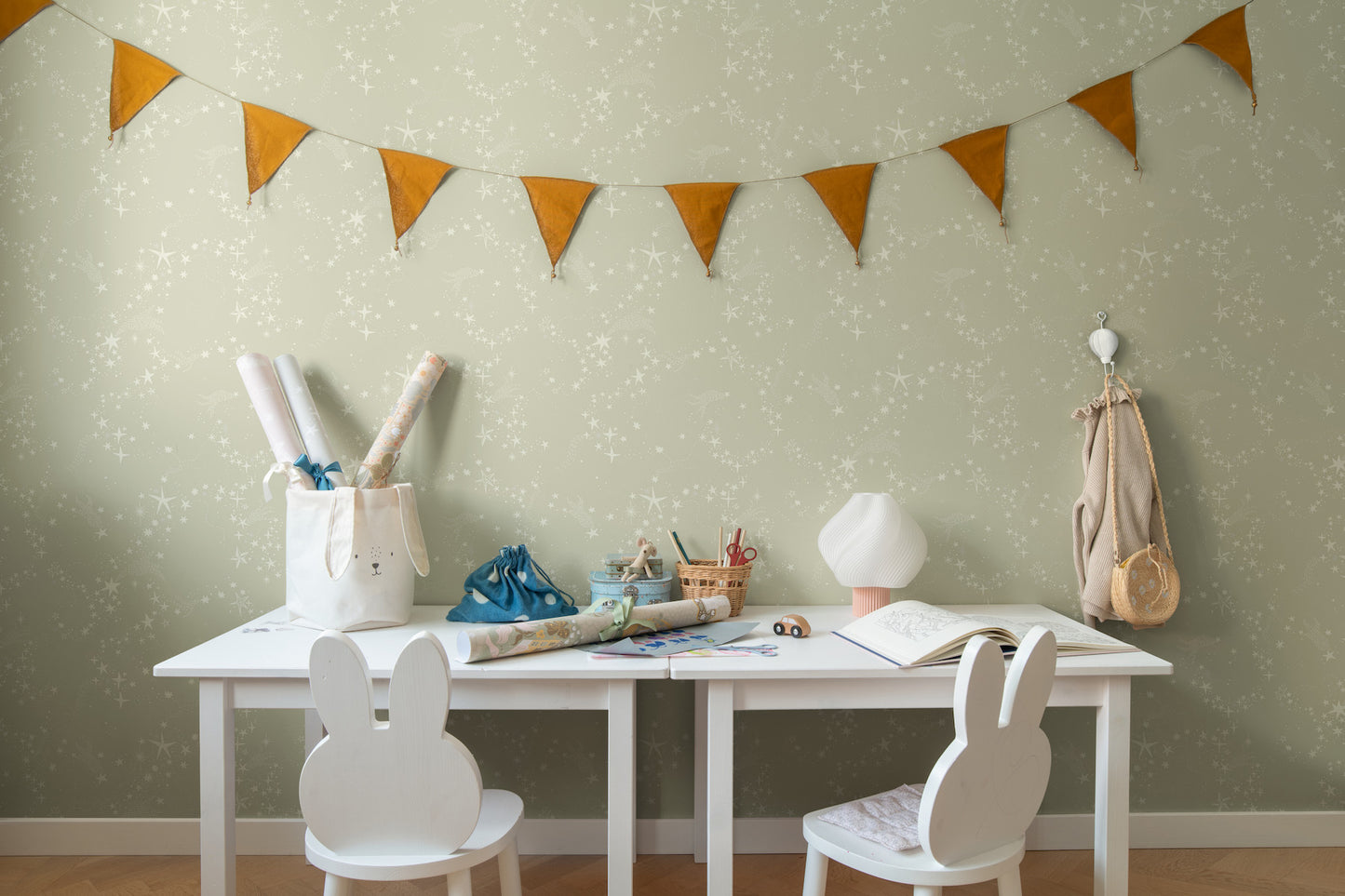 York Wallcoverings Daydream Stjarnhimmel Light Green Wallpaper Whimsical Novelty Greens   - MB29021