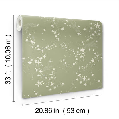York Wallcoverings Daydream Stjarnhimmel Green Wallpaper Whimsical Novelty Greens   - MB29022