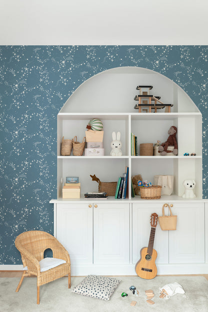 York Wallcoverings Daydream Stjarnhimmel Dark Blue Wallpaper Whimsical Novelty Blues   - MB29024