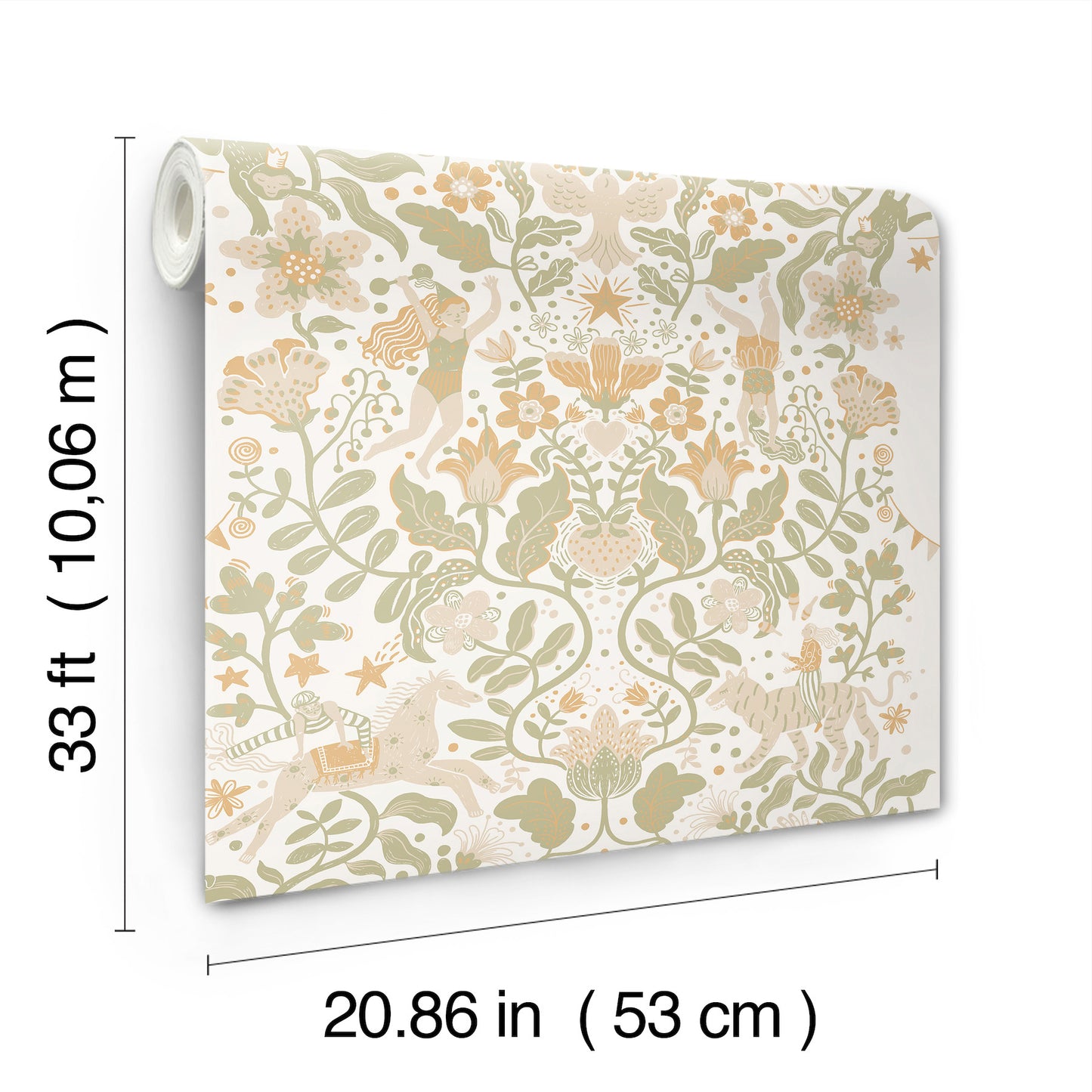 York Wallcoverings Daydream Cirkus Moss Wallpaper Whimsical Animals and Insects Greens   - MB29025