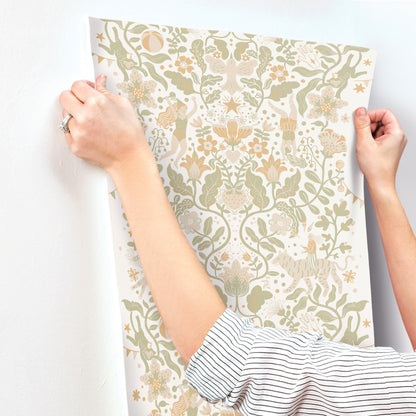 York Wallcoverings Daydream Cirkus Moss Wallpaper Whimsical Animals and Insects Greens   - MB29025