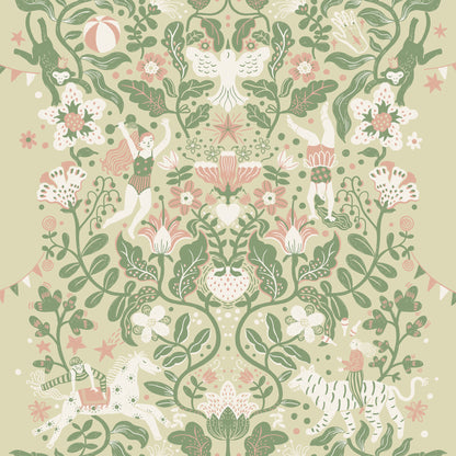 York Wallcoverings Daydream Cirkus Light Green Wallpaper Whimsical Animals and Insects Greens   - MB29026