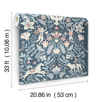 York Wallcoverings Daydream Cirkus Blue Wallpaper Whimsical Animals and Insects Blues   - MB29028