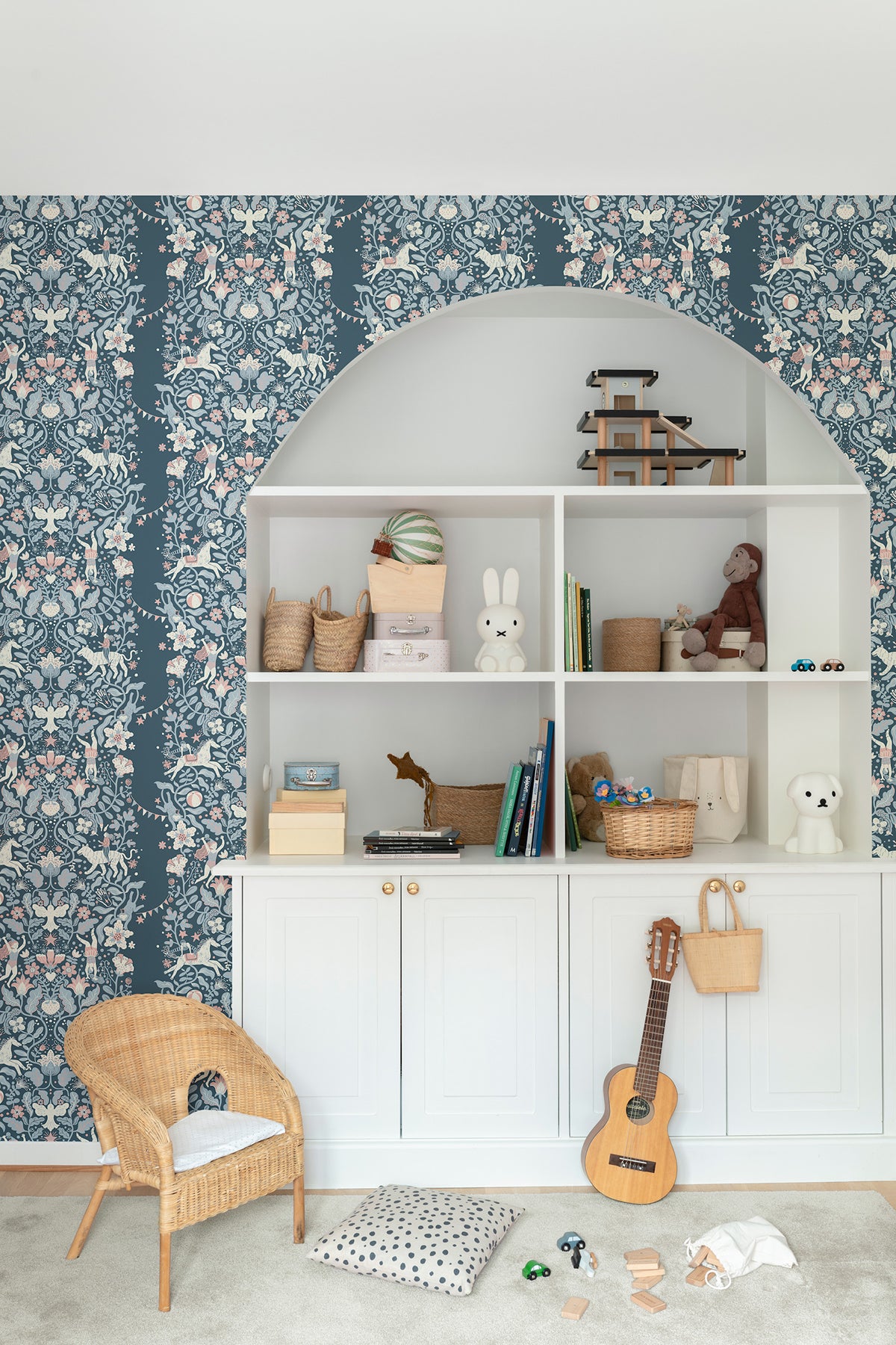 York Wallcoverings Daydream Cirkus Blue Wallpaper Whimsical Animals and Insects Blues   - MB29028