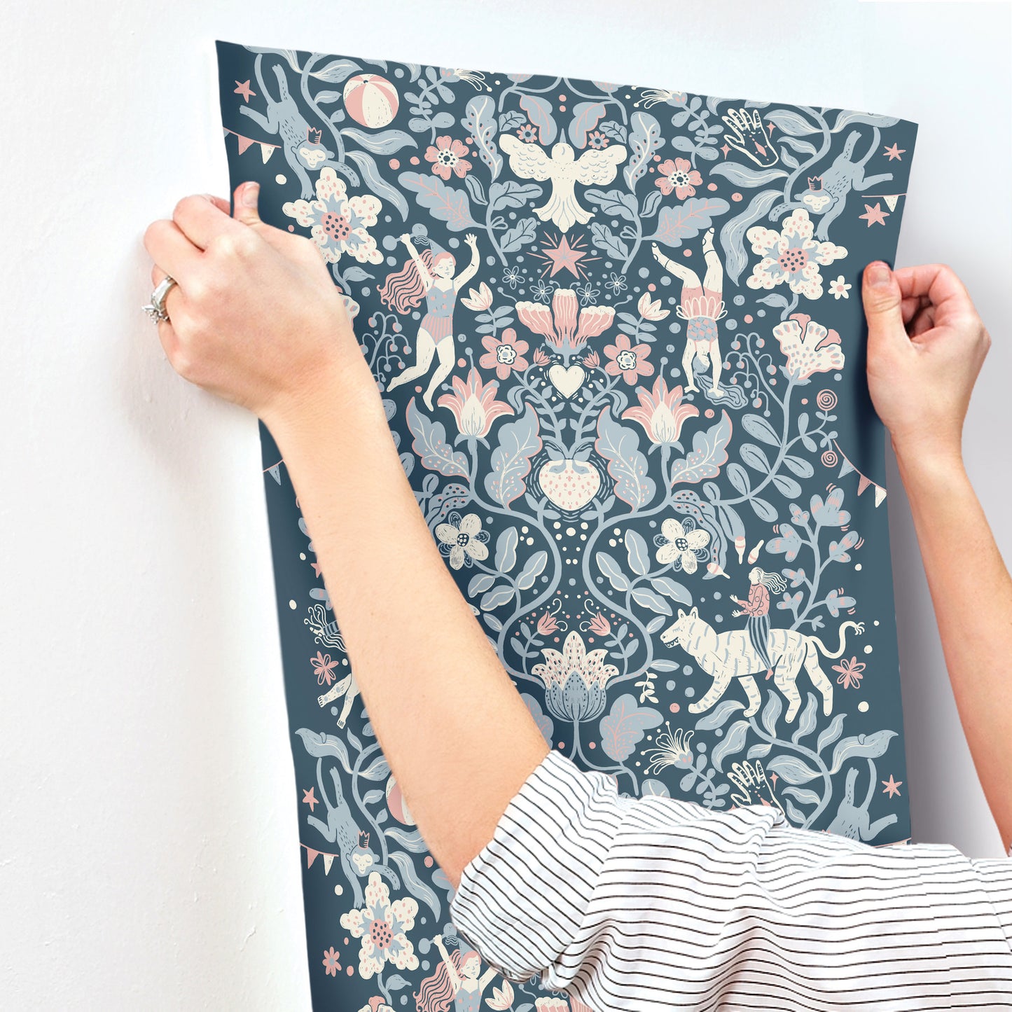 York Wallcoverings Daydream Cirkus Blue Wallpaper Whimsical Animals and Insects Blues   - MB29028