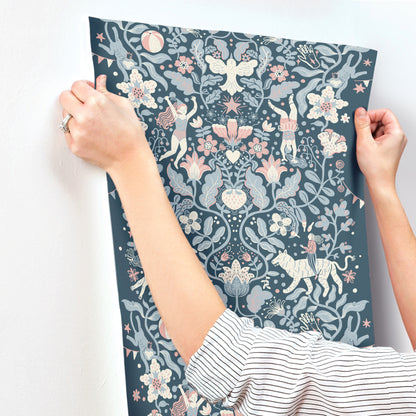 York Wallcoverings Daydream Cirkus Blue Wallpaper Whimsical Animals and Insects Blues   - MB29028