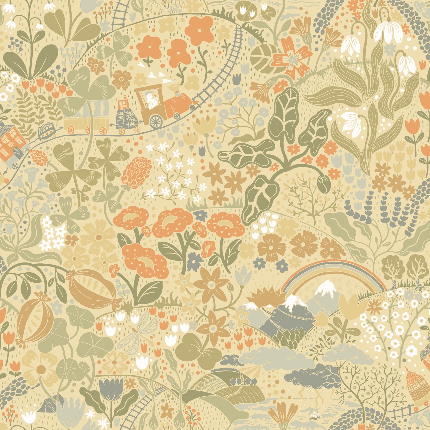 York Wallcoverings Daydream Taget Yellow Wallpaper Whimsical Botanical Yellows   - MB29030