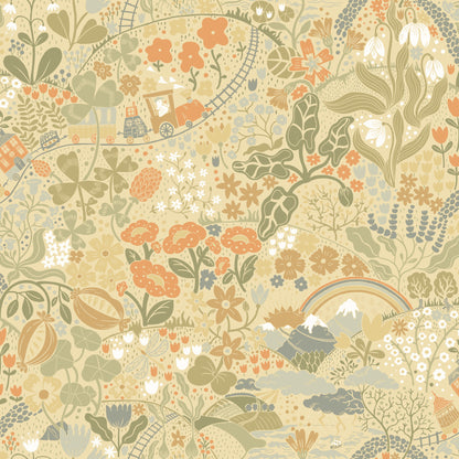 York Wallcoverings Daydream Taget Yellow Wallpaper Whimsical Botanical Yellows   - MB29030