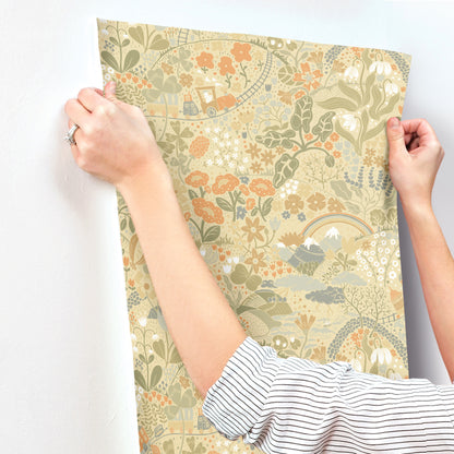 York Wallcoverings Daydream Taget Yellow Wallpaper Whimsical Botanical Yellows   - MB29030