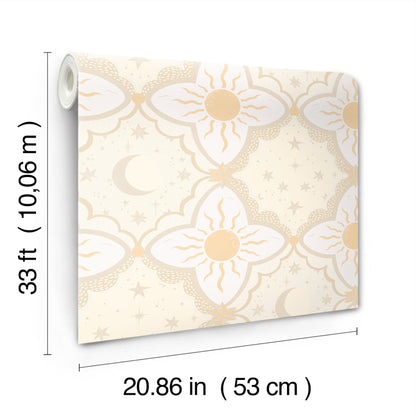 York Wallcoverings Daydream Sol and Mane Tangerine Wallpaper Whimsical Themes Oranges   - MB29032