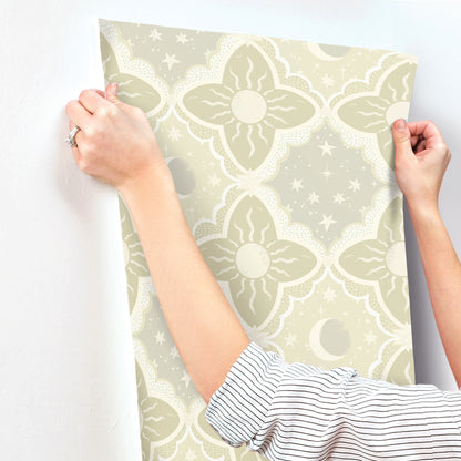 York Wallcoverings Daydream Sol and Mane Green Wallpaper Whimsical Themes Greens   - MB29033