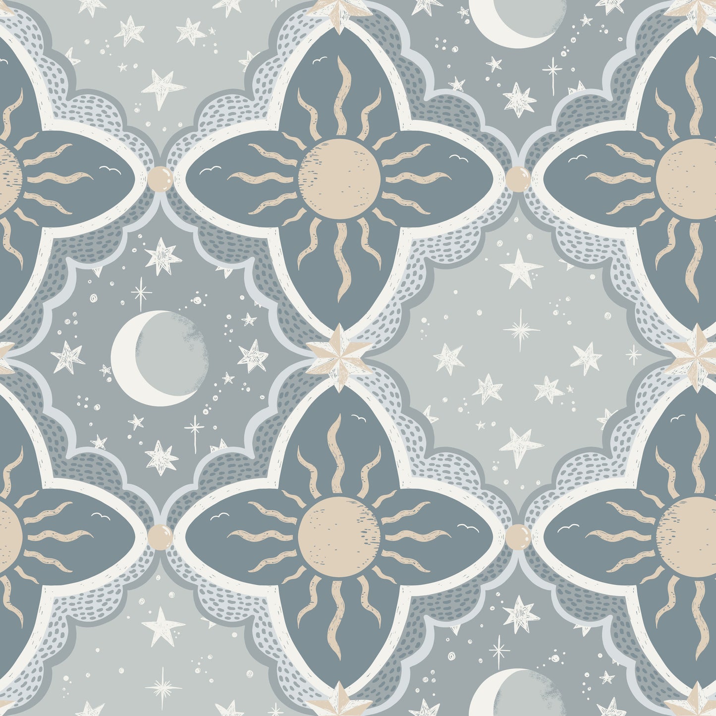 York Wallcoverings Daydream Sol and Mane Blue Wallpaper Whimsical Themes Blues   - MB29034