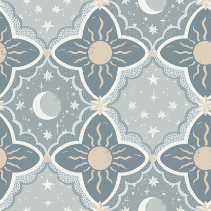 York Wallcoverings Daydream Sol and Mane Blue Wallpaper Whimsical Themes Blues   - MB29034