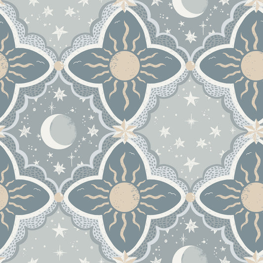 York Wallcoverings Daydream Sol and Mane Blue Wallpaper Whimsical Themes Blues   - MB29034