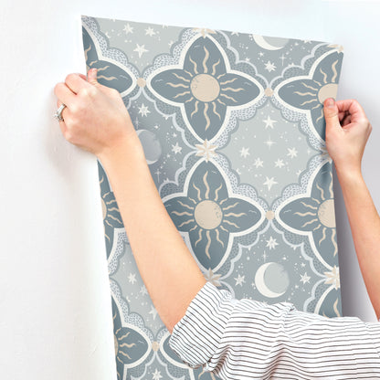 York Wallcoverings Daydream Sol and Mane Blue Wallpaper Whimsical Themes Blues   - MB29034