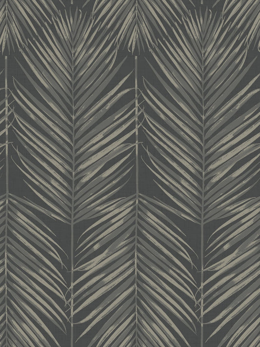 Seabrook Designs Beach House Paradise Palm Palm Leaf Coastal Black Matte Sidewall - MB30000