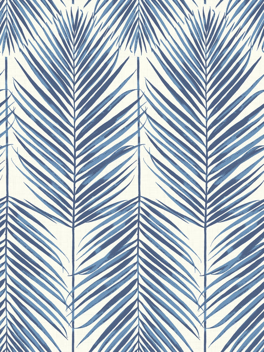 Seabrook Designs Beach House Paradise Palm Palm Leaf Coastal Blue Matte Sidewall - MB30002