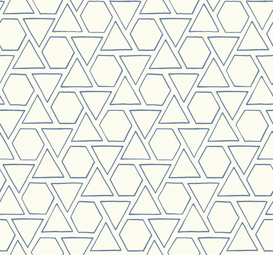 Seabrook Designs Beach House Sun Shapes Geometric Coastal Blue Matte Sidewall - MB30112